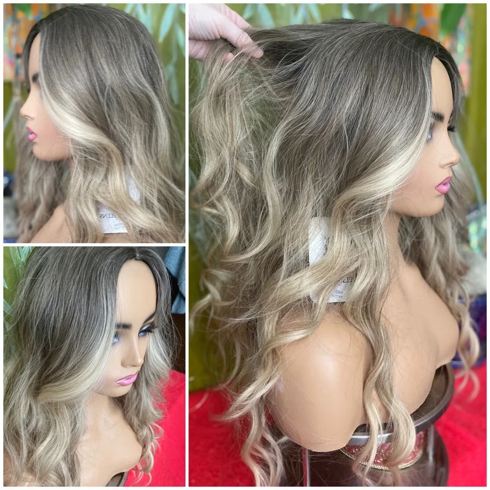 mixed blonde face framing highlights wig
